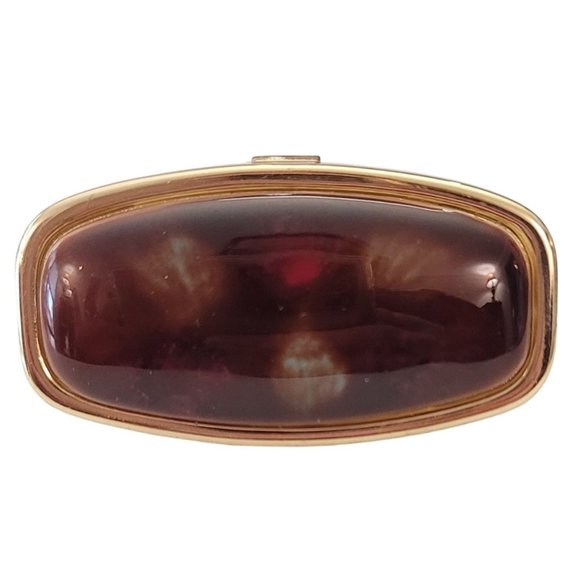 Gold Tone Signed Japan Hinged Makeup Lip Mirror Lipstick Holder Case E194 - Picture 12 of 12